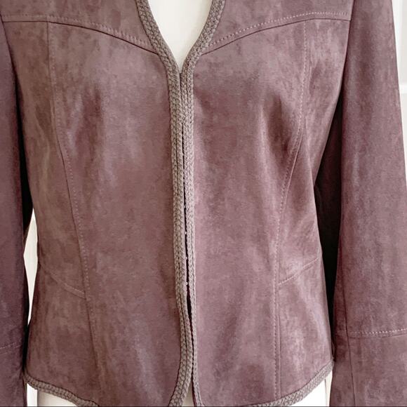 Next Jacket Suede Lavender Open Front Jacket Coat Size 10 Petite by Next - Picture 6 of 15